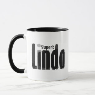 Taza Resumen "Linda" del arte blanco y negro personaliz