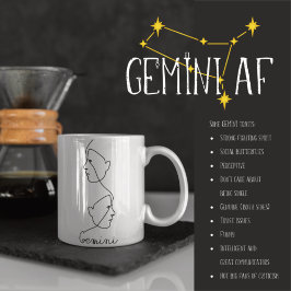 Taza Resumen Línea de perfil facial Art Gemini Rótulo Z