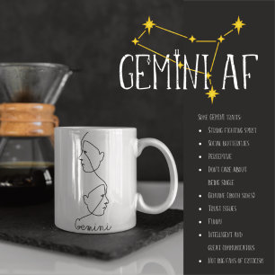 Taza Resumen Línea de perfil facial Art Gemini Rótulo Z