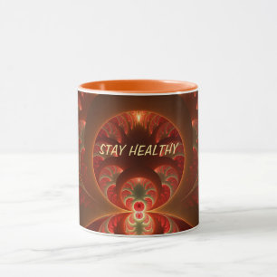 Taza Resumen luminoso Naranja moderno Fractal rojo text
