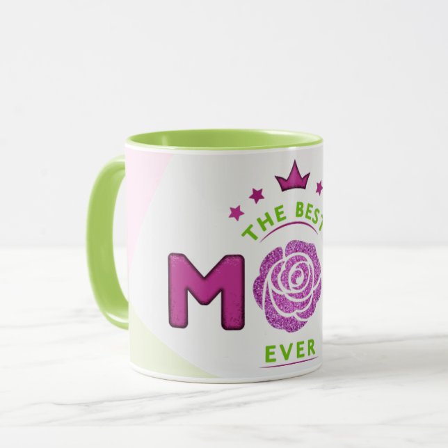 Taza Resumen Mejor Café De Flor Purpurina De Mamá (Anverso izquierdo)