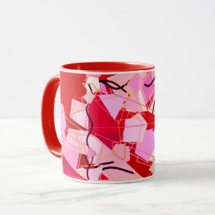 Taza Resumen moderno de mediados de siglo, rojo oscuro