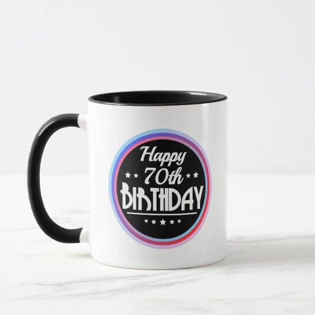 Taza Resumen moderno Feliz cumpleaños número 70 (Izquierda)