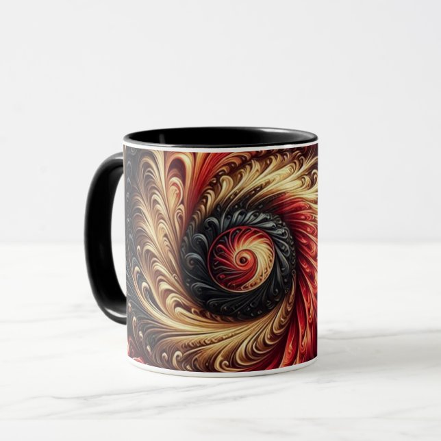 Taza Resumen moderno giratorio rojo, negro y oro (Anverso izquierdo)