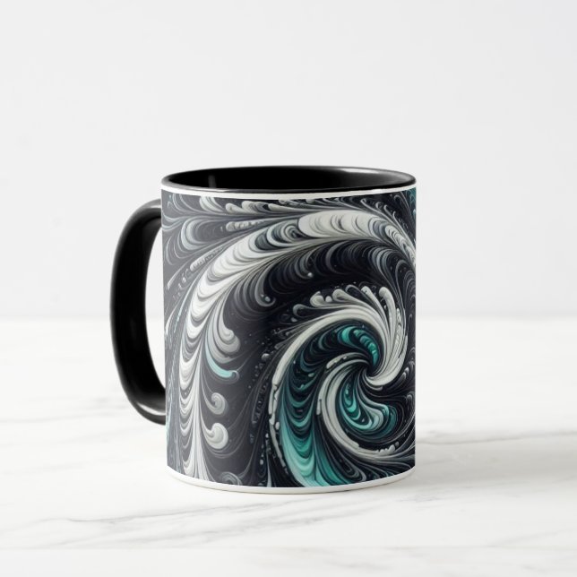Taza Resumen Moderno Swirling Green, Silver y Black (Anverso izquierdo)
