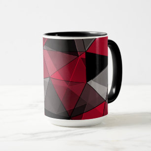 Taza Resumen, negro y rojo, triángulo, geométrico, negr
