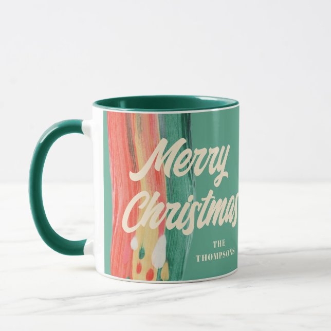Taza Resumen nombre personalizado de navidad moderna (Izquierda)