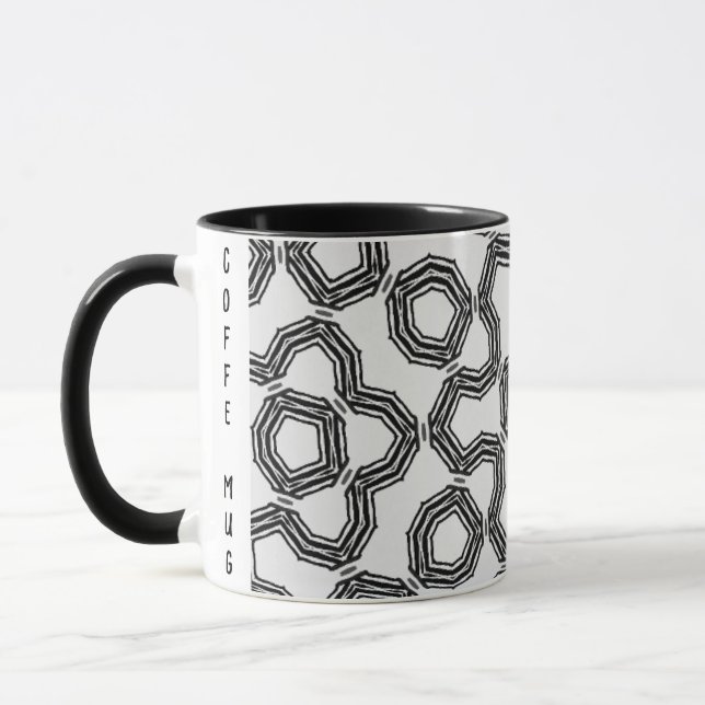 Taza Resumen personalizado de flor blanca y negra (Izquierda)