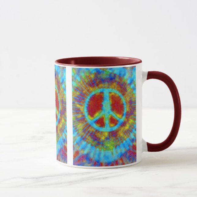 Taza Resumen Psicodélico Signo de paz de tinte (Derecha)