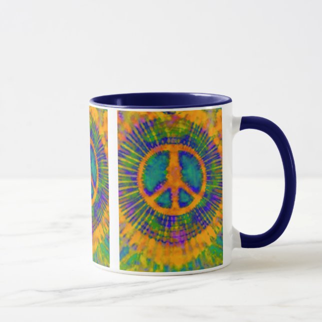 Taza Resumen Psicodélico Signo de paz de tinte (Derecha)