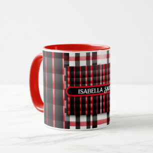 Taza Resumen Red Black Plaid Moderno Colección