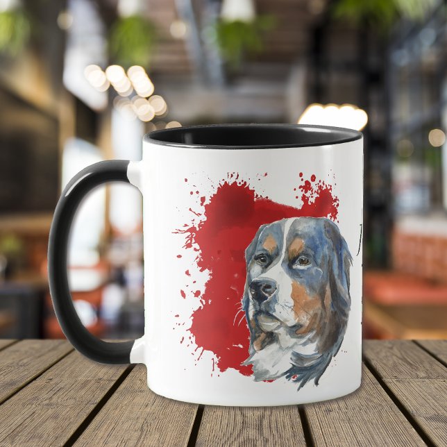 Taza Resumen rojo de perro de montaña de Bernese (Subido por el creador)