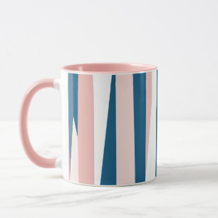 Taza Resumen rosa azul y blanco