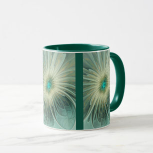 Taza Resumen Sage Green Fantasy Flower Fractal Art