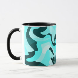 Taza Resumen Swirling Aqua y diseño Verde azulado