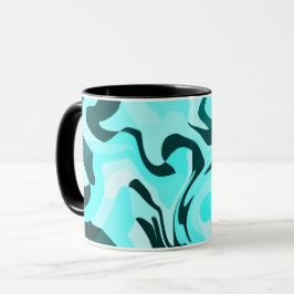 Taza Resumen Swirling Aqua y diseño Verde azulado