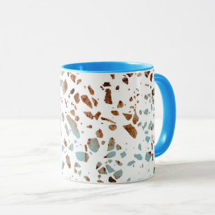 Taza Resumen Terrazzo Mosaic Rust Brown & Blue Pattern