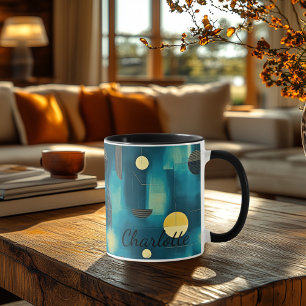 Taza Resumen Verde azulado moderno - Artístico personal