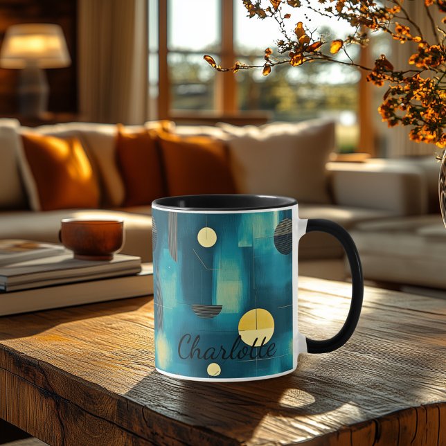 Taza Resumen Verde azulado moderno - Artístico personal (Subido por el creador)