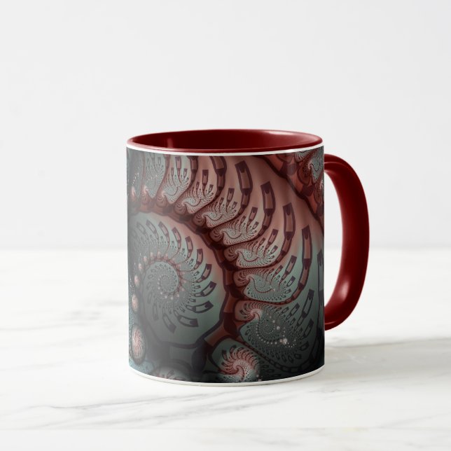 Taza Resumen Vivid Fantasy Fractal Art Brown Blue (Anverso derecho)