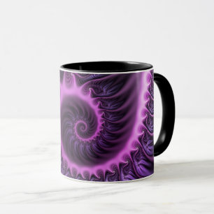 Taza Resumen Vivid Guay Pink Purple Fractal Art Spiral