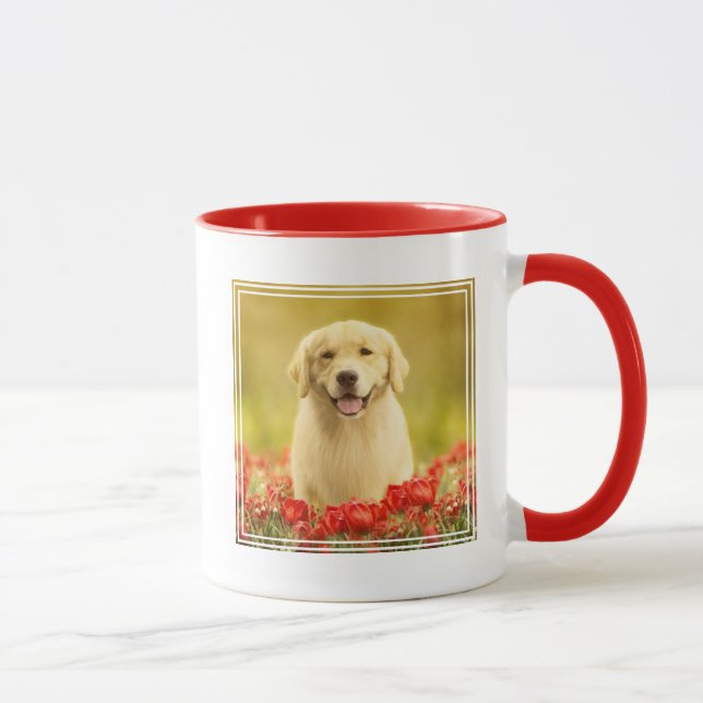 Taza Retén de oro en flores rojas (Derecha)