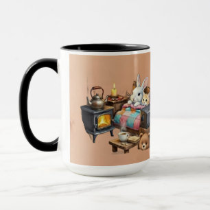 Taza "Retiro Rústico: Café de Animales de Estilo Pintad
