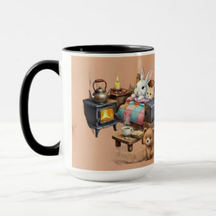 Taza "Retiro Rústico: Café de Animales de Estilo Pintad