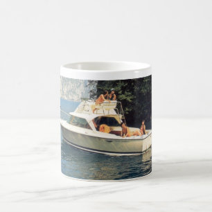 Taza retra de la taza de café de los barcos de