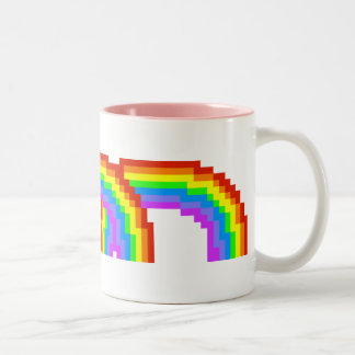 Taza retra del arco iris del arte del pixel