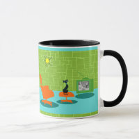 Taza retra del gatito de la era espacial