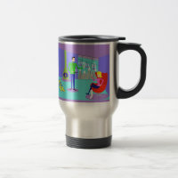 Taza retra del viaje de las vacaciones del esquí