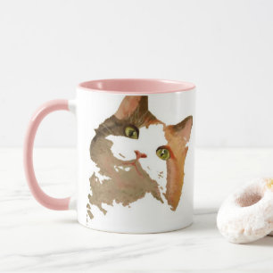Taza Retrato artístico de gato de Calico teñido de colo