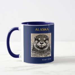 Taza Retrato azul y oro del río Alaska