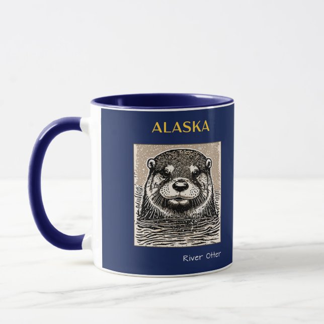Taza Retrato azul y oro del río Alaska (Izquierda)