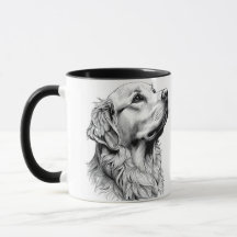 Retrato de arte de línea fina de Golden Retriever 