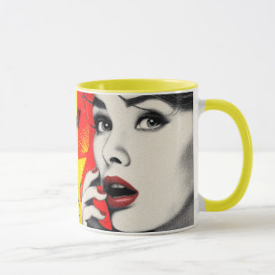 Taza retrato de arte pop dual