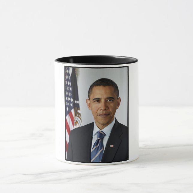 Taza Retrato de Barack Obama en la Casa Blanca (Centro)