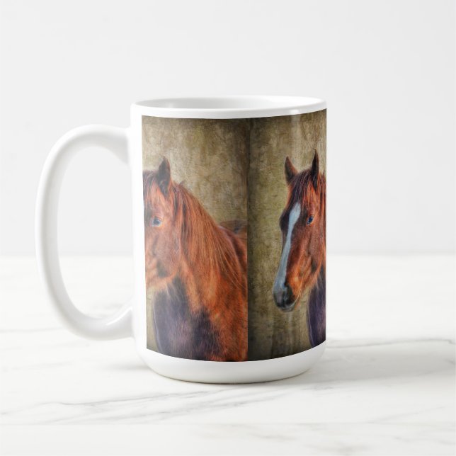 Taza Retrato de caballo de acedera sobre efecto de grif (Izquierda)
