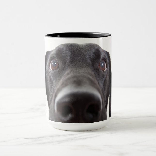 Taza Retrato de cierre del labrador negro (Centro)