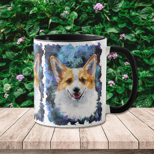 Taza Retrato de Corgi sobre abstracto personalizado