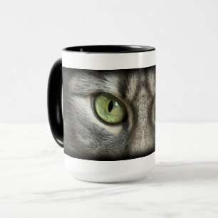 Taza Retrato de gato con impresionantes ojos verdes