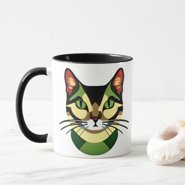 Taza Retrato de gato de camuflaje (Con donut)