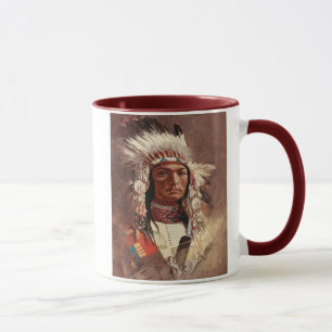Taza Retrato de jefe indígena nativo americano de Hiawa