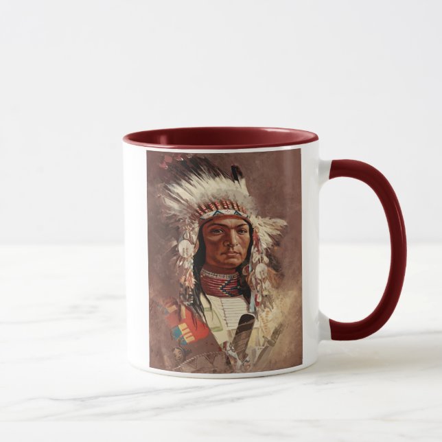 Taza Retrato de jefe indígena nativo americano de Hiawa (Derecha)