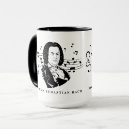 Taza Retrato de Johann Sebastian Bach y busto con notas