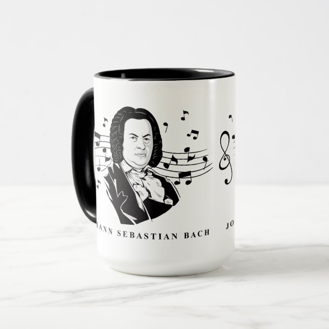 Taza Retrato de Johann Sebastian Bach y busto con notas (Anverso izquierdo)