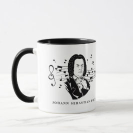 Taza Retrato de Johann Sebastian Bach y busto con notas