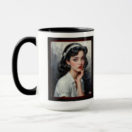 Taza Retrato de joven reflexiva inspirado en la retro