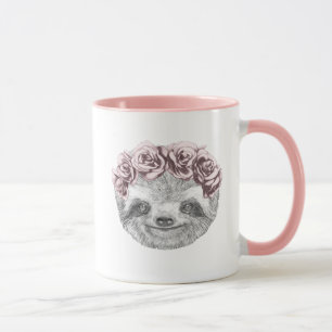 Taza Retrato de la guirnalda principal floral de la